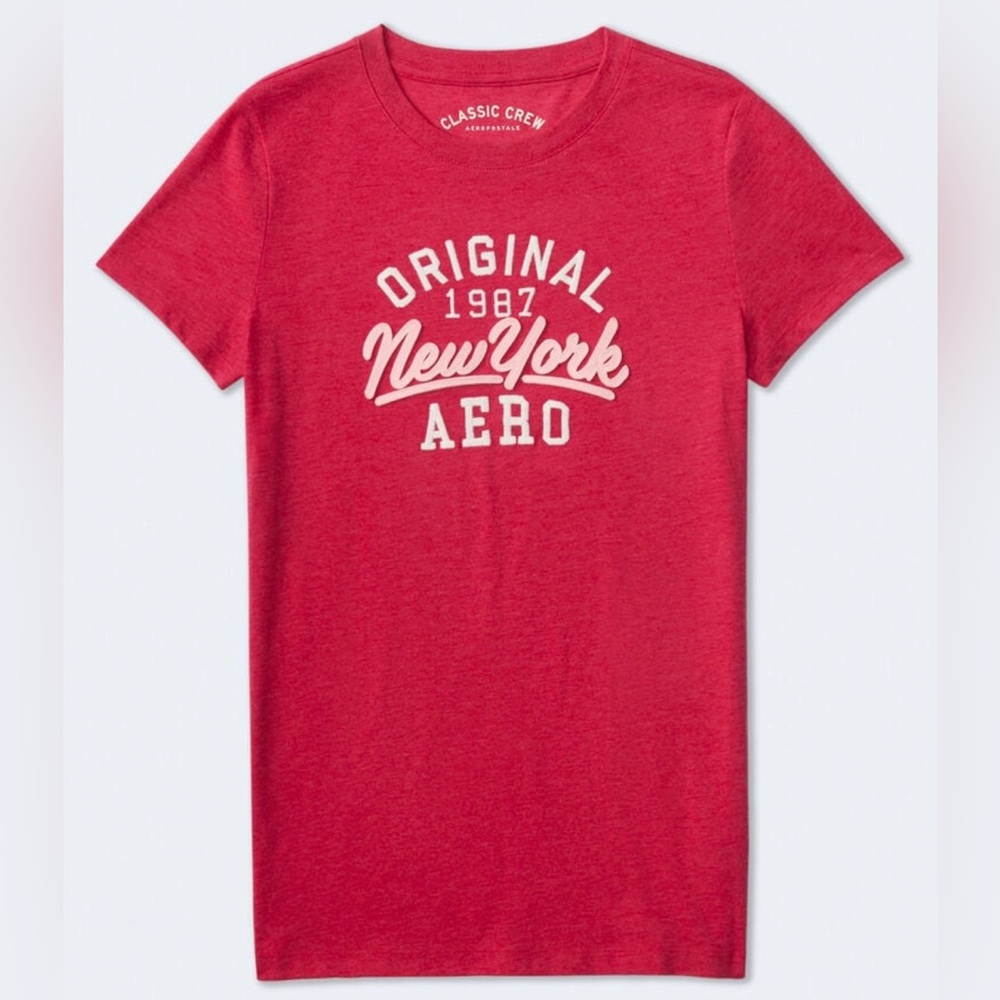 Aeropostale Red and White Crewneck Sweater